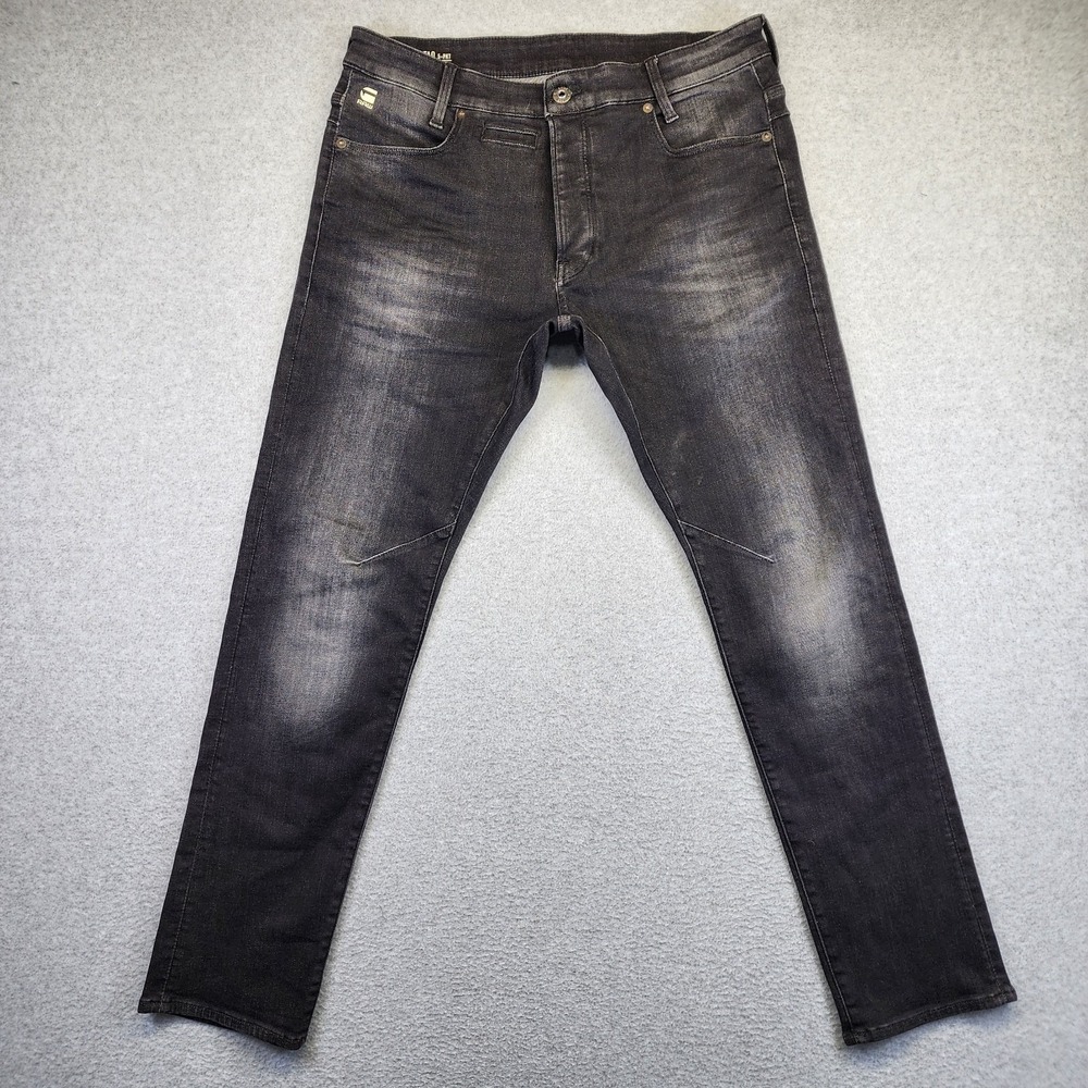 G-Star Raw D-Staq 5 Pkt Pocket Slim Fit Black Denim‎ Jeans Mens 34x30 Button Fly